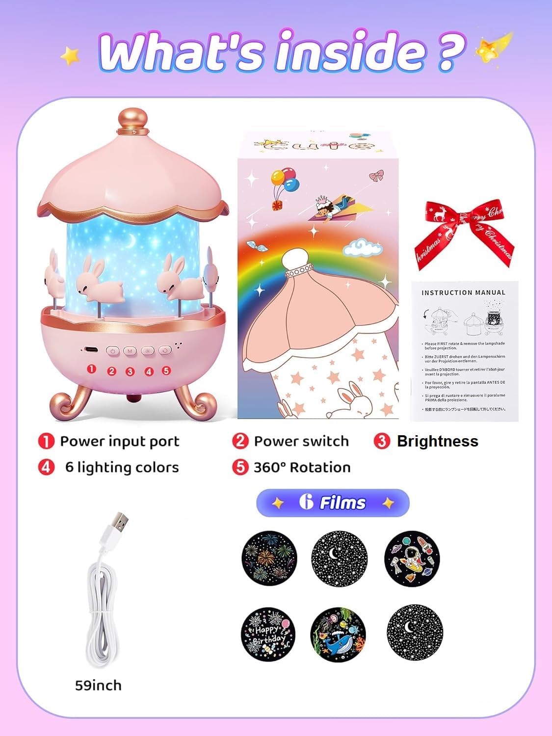 Bunny Carousel Night Light Projector