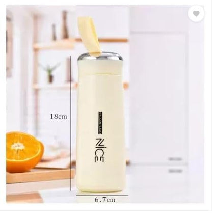 Nice Water Bottle With Customise Your Name Glass inner liner with Plastic Shell Bottles For School, Gym, Home, Office,Boys & Girls | Portable Handheld multi 400ML