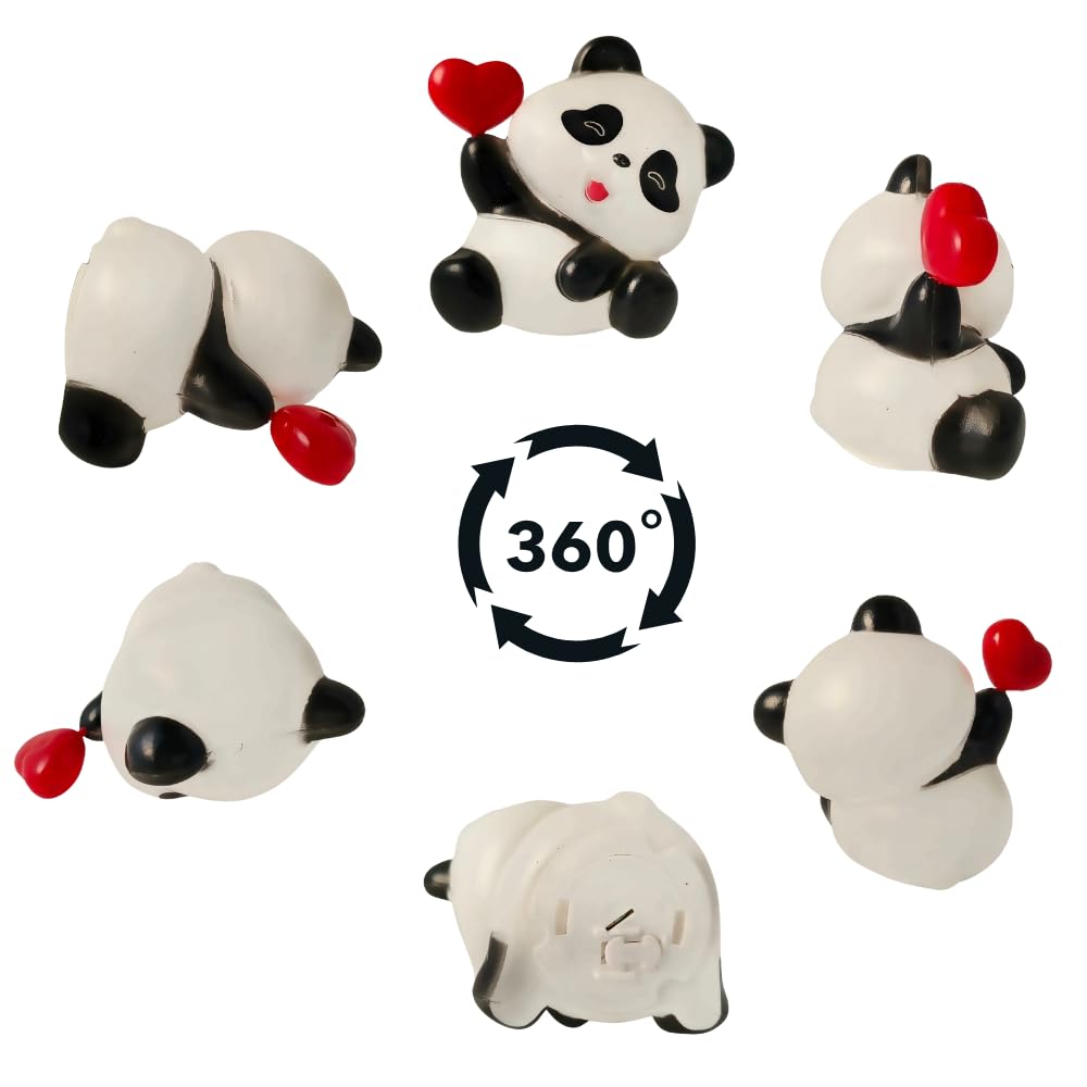 Cute Tiny Panda LED Night Light with Red Heart (Small Size & Weightless Plastic)