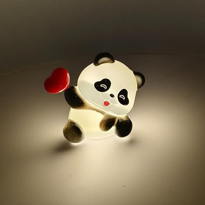 Cute Tiny Panda LED Night Light with Red Heart (Small Size & Weightless Plastic)