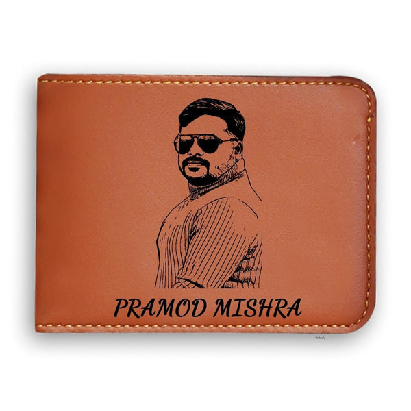 3.Customized Sketch Engraved Wallet with Your Image and Name