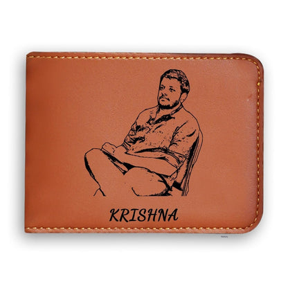 3.Customized Sketch Engraved Wallet with Your Image and Name