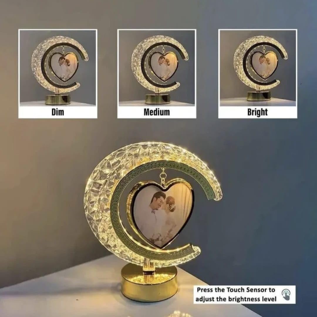 2. Crystal half Moon Photo Frame with LED Light