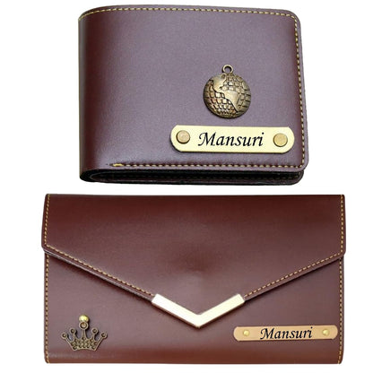 Customized Name Wallet for Couples Gift Set