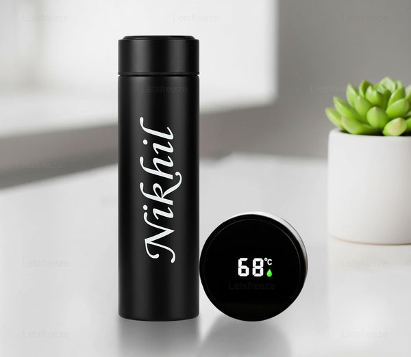 Temperature Display Water Bottle 500ml | Personalized Name Stainless Steel