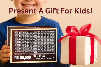 Wooden 50k Money Saving Box with chart