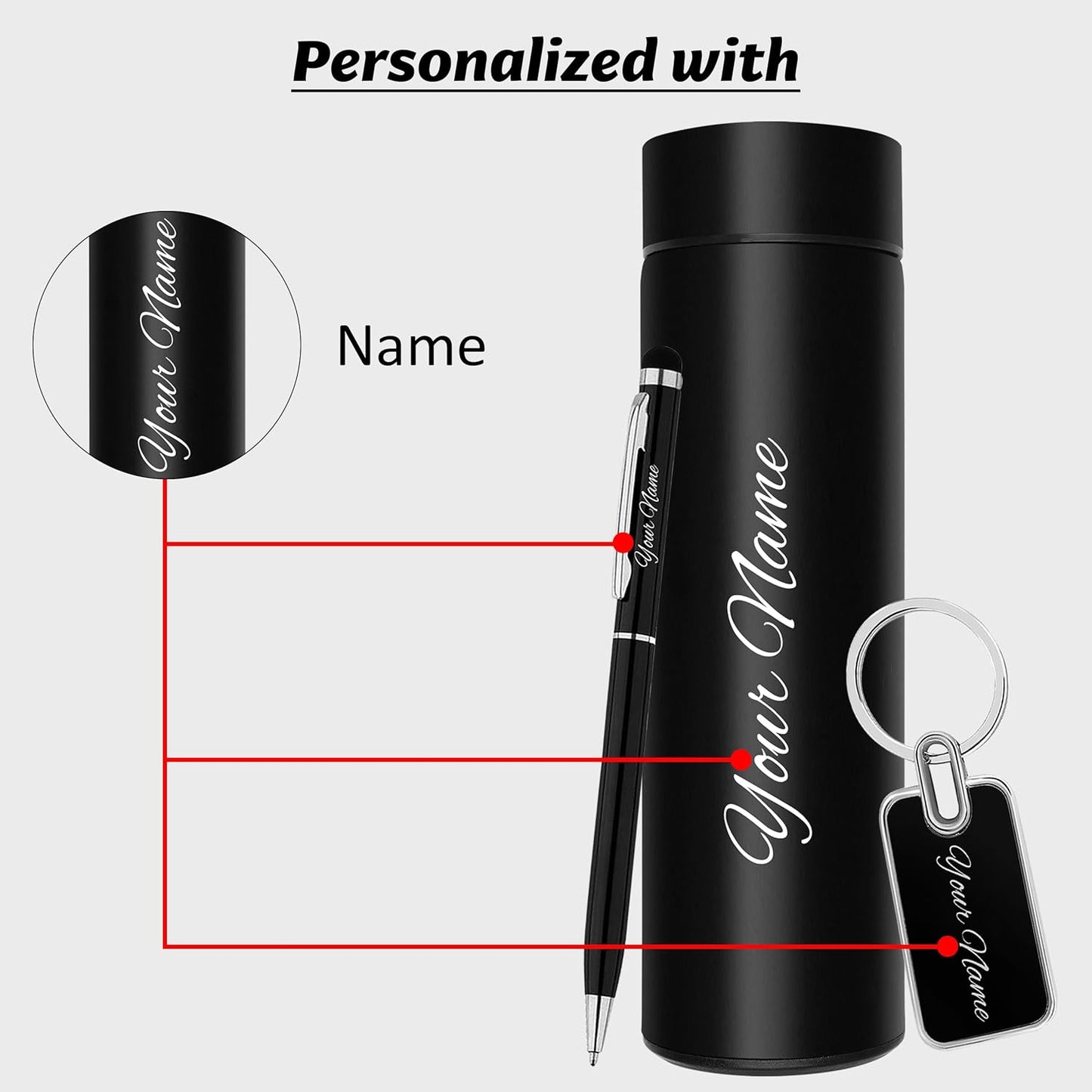 Personalized Bottle Pen Keychain Gift Set