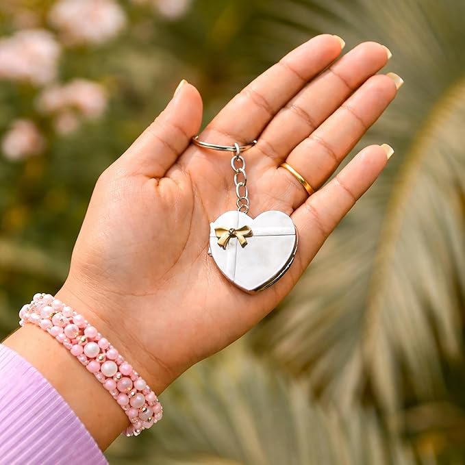 Personalized Heart Shaped Double Photo Frame Metal Keychain