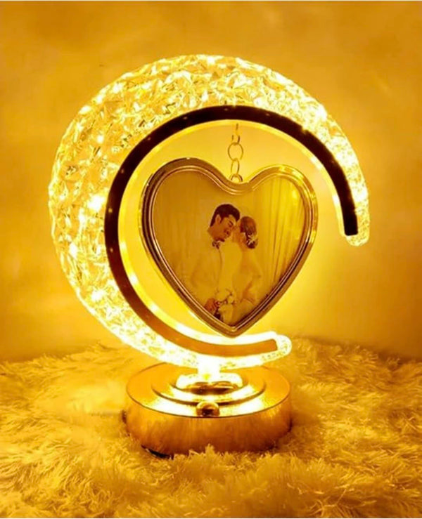 2. Crystal half Moon Photo Frame with LED Light