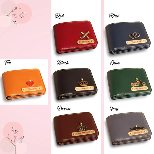 Personalized Wallet I Customized Slim Stylish Leather Purse with Name & Charm I Unique Birthday Anniversary Gift for Men Boy Love Husband Employees Clients