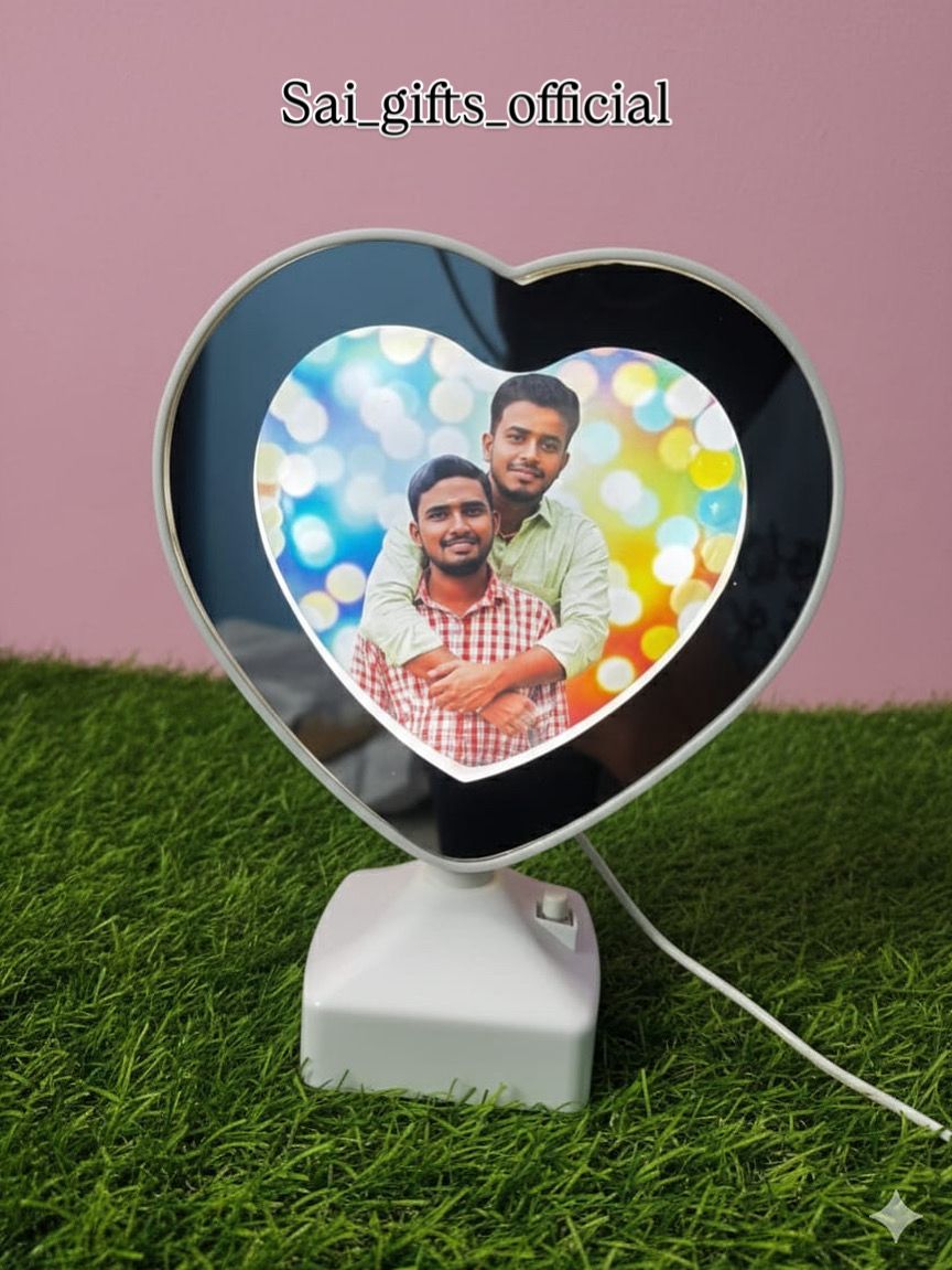 Magic Mirror With Photo Lamp (Heart Shape & Round Shape)
